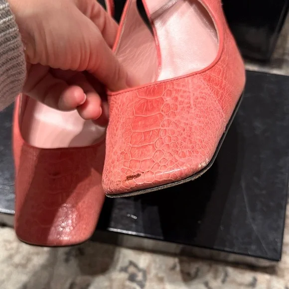 Dolce & Gabbana Pink Textured Slingback Heels - Picture 4 of 4